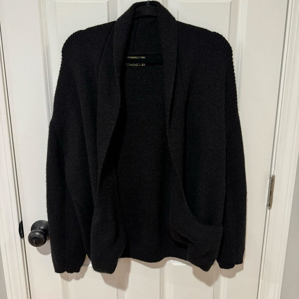 Black Peruvian 2 Pocket Alpaca Classic Open Front Cardigan‎ - Size S/M